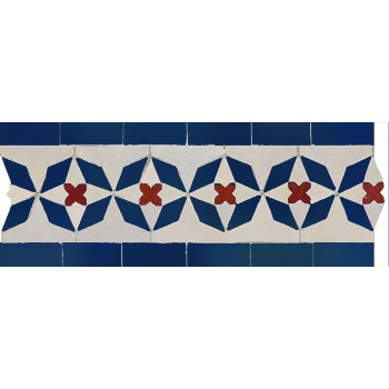Mosaic House Moroccan tile Diamond 1-15-7 White Cobalt Blue Red  zellige, mosaic, zellij, border, glaze, classic 